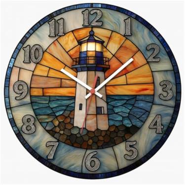 Imagem de Relógio de Parede Decorativo Praia e Mar 29cm Silencioso, Adesivado Ideal para Sala de Estar, Quarto Para Famílias Amantes do Estilo Marinho(marepraia09)