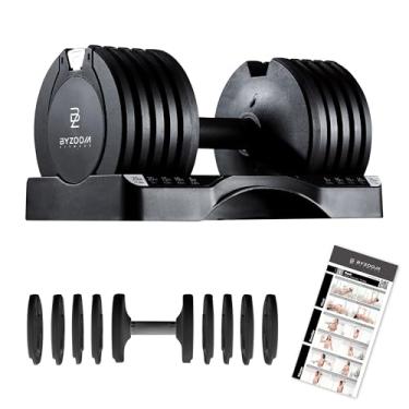 Imagem de BYZOOM FITNESS Conjunto de halteres ajustáveis 11 kg unidade única – Pesos compactos livres 5 em 1 para academia em casa, design patenteado de fácil ajuste, estética elegante para treinamento de força