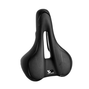 Imagem de menolana Selim de bicicleta em couro PU, substituição de selim de bicicleta com design ergonômico, assento de ciclismo em espuma, Preto