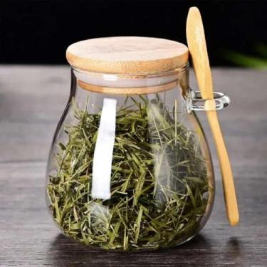 Imagem de Pote de Vidro Hermético 650ml com Tampa e Colher de Bambu Domni