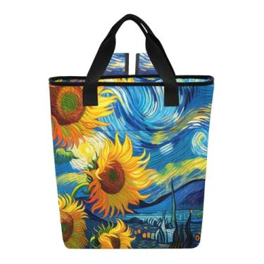 Imagem de Mochila térmica para garrafas, girassóis, noite estrelada, Vincent, praia, impermeável, à prova de areia, 36 latas, mochila refrescante para mulheres e viagens