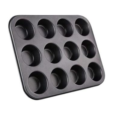 Imagem de Forma Cavidades Antiaderente Teflon Pão de Queijo Empadas Muffins Assadeira - Ideal para Muffins, Empadas, Bolos e Festas em Família(2 Unidades,12 Cavidades)