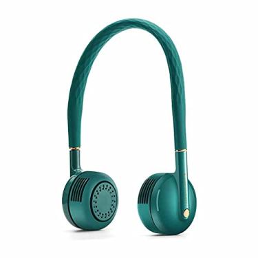 Imagem de AEWFRRV Ventilador de pescoço de resfriamento duplo sem folhas portátil sem folhas Carregamento USB Esportes ao ar livre Fleible Neckband Air Cooler (Cor: branco) yubin1993 (Cor: verde)