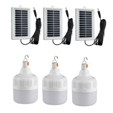 Imagem de Lanterna de acampamento movida a energia solar com lanterna LED recarregável por USB, ideal para acampar e pescar! (3,100W)