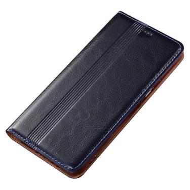 Imagem de FWYANZH Capa para iPhone 16E, capa de telefone carteira de couro genuíno flip magnético proteção de corpo inteiro à prova de choque função de suporte, azul, 16E