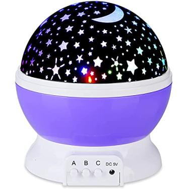 Imagem de Luzes noturnas para bebês de Natal, projetor de lua e estrela – 4 lâmpadas de LED, 8 cores que mudam com cabo USB, rotação de 360 graus, lâmpada de iluminação noturna romântica para
