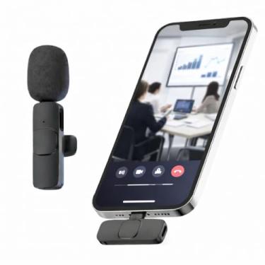 Imagem de Microfone Lapela Sem Fio USB-C Type C Compatível com Android e Iphone– Captação de Áudio Profissional, Redução de Ruído, Bateria Recarregável, Ideal para Gravações, Entrevistas e Vídeos