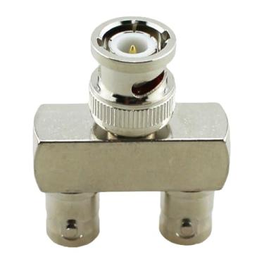 Imagem de TAODAN Conector de cabo coaxial RF de três vias BNC macho para fêmea dupla de áudio adequado para aplicações de micro-ondas iluminação circuito fechado de televisão