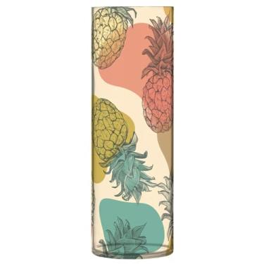 Imagem de CEBUGI Vaso de flor de abacaxi tropical 10 x 30 cm, vaso cilíndrico para flores, vaso transparente inquebrável para decoração de casa de festa de casamento