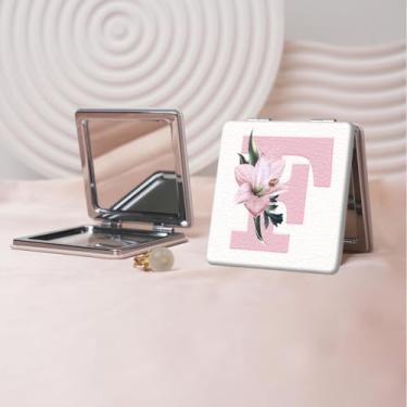 Imagem de Espelho de maquiagem portátil estilo carta minimalista, mini espelho de maquiagem portátil dobrável, espelho de bolso flip de dupla face com ampliação, adequado para todos em várias ocasiões