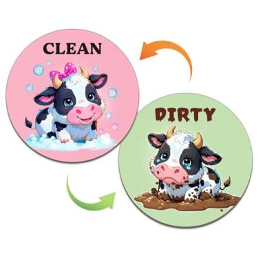 Imagem de Ímã de máquina de lavar louça bonito e sujo de vaca - Placa dupla face reversível para máquinas de lavar louça de aço inoxidável, placa limpa/suja, geladeira e lavanderia, acessório de cozinha