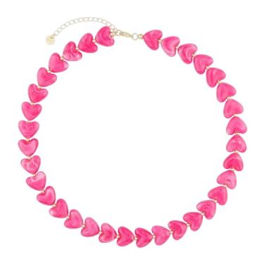 Imagem de KELITCH Colar estilo Y2 com estampa de mármore, vidro, resina, formato de coração, joia para casais, presente, Resina, Sem Pedra Preciosa