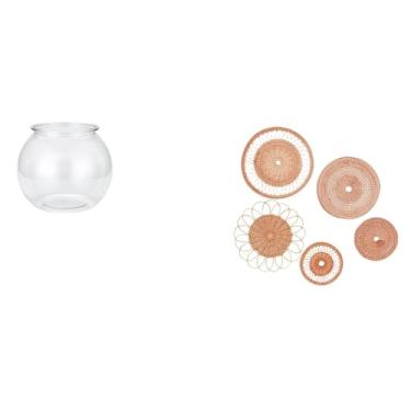 Imagem de Whtkoph Vaso Transparente em Formato de Aquário para Quarto, Sala de Estar, Mesa E Peça única de Arte em Rattan Trançado para Pendurar Na Parede, Ideal para C