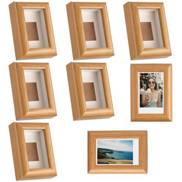 Imagem de Bucherry 6 porta-retratos pequenos, 5 x 7 cm, compatível com filmes Fuji Instax Mini 12/11/evo/41/40/99/se/9/9/9, 9, 8, 7, 7 polegadas, suporte para fotos de mesa em pé, decoração de Natal (madeira)