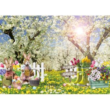 Imagem de Pano de fundo para fotografia de primavera, Páscoa, 20 x 1,8 m, flores, gramado, cenário natural, fundo de Páscoa, chá de bebê, decoração de festa de aniversário, adereços para fotos