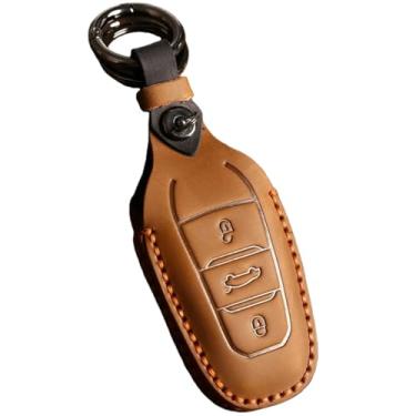 Imagem de Capa de chave de carro feita à mão compatível com Peugeot 308 408 508 2008 3008 4008 5008 compatível com Citroen C4L C6 C3-XR Picasso DS3 DS4 DS5(Brown)