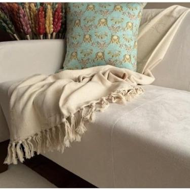 Imagem de Manta para Sofá Gigante 2,40x1,80m Casal Algodão Macio Decorativa(Cru)