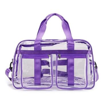 Imagem de GAFNED Bolsa de ginástica de PVC transparente, bolsa esportiva à prova d'água, bolsa de ginástica, bolsa de ioga, grande, portátil, transversal, bolsa de natação transparente, Roxa, One Size