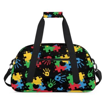 Imagem de Bolsa esportiva infantil para meninos – bolsa esportiva para academia, bolsa de transporte de fim de semana para viagem, escola, treino, treino, Conscientização sobre auti, 18.9 x 8.7 x 10.6