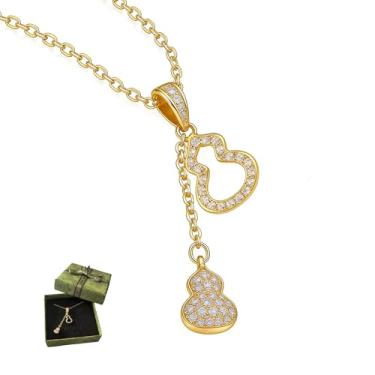 Imagem de Qvunwlin Colar com pingente de borla delicada e cuia de diamante, diamante cultivado em laboratório (prata), One Size, Metal, Zircônia cúbica