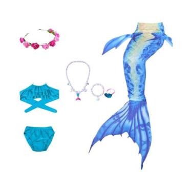 Imagem de Fantasia De Cauda De Sereia Para Meninas, Tecido Altamente Elástico E 