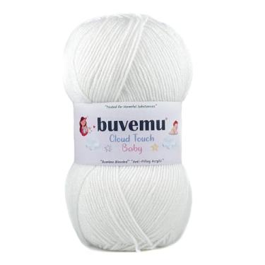 Imagem de Buvemu Cloud Touch Baby – Fio macio anti-bolinhas DK Weight para roupas de bebê, cobertores e crochê e tricô Amigurumi, 90% acrílico, 10% viscose derivado de bambu, 100 g / 260 jardas (branco, 1