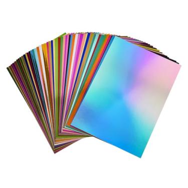 Imagem de Cartolina colorida premium, 50 folhas A4 de cores sortidas com glitter brilhante para fazer cartões, artesanato DIY, material escolar infantil, 250 g/m²