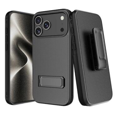 Imagem de Capa GW USA para iPhone 17 Pro com clipe de cinto, proteção robusta de camada dupla, capa coldre para iPhone 17 Pro à prova de choque, clipe de cinto, compatível com carregamento sem fio, suporte de
