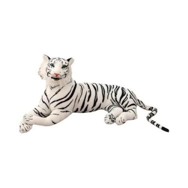 Imagem de Brinquedo De Pelúcia Gigante Tigre Branco Jaguar, Boneco De Animal Sel
