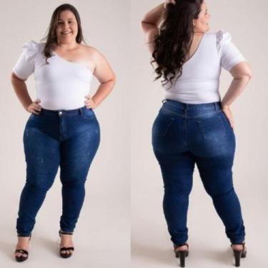 Imagem de Calça Jeans Feminina Empina Bumbum Plus Size 46 Até 52 Com Lycra - Sti