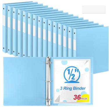 Imagem de Henoyso 36 fichários de 3 anéis redondos de 1/5.1 cm, tamanho carta, 20 cm x 28 cm, fichário flexível de plástico, comporta 100 folhas com 1 bolso, organizador versátil para escritório, escola (azul