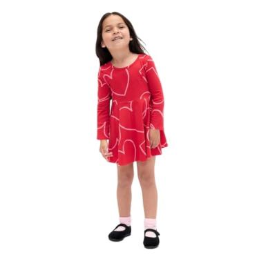 Imagem de GAP Vestido de malha de manga comprida para bebês meninas, Corações vermelhos modernos, 2 Anos