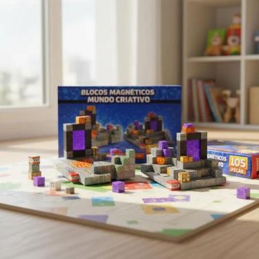 Imagem de Blocos Magnéticos Mundo Criativo  Brinquedo Educativo de Montar 3D, 10