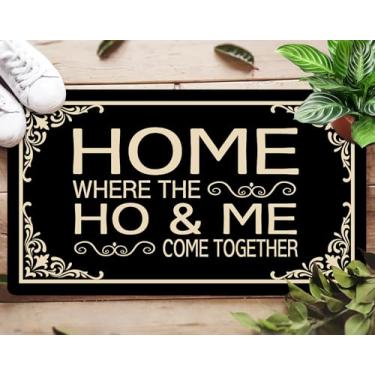 Imagem de Oujilidemat Capacho Home Where The Ho & Together, 43 x 76 cm, tapete de boas-vindas engraçado para entrada interna/externa, tapete decorativo, presente de casa nova e casamento, presente