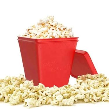 Imagem de PIPOQUEIRA MICROONDAS SILICONE BALDE PIPOCA SEM OLEO SAUDAVEL COM TAMPA PANELA REFRATARIO LUXO