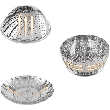 Imagem de Cesto de Cozimento à Vapor e Escorredor de Legumes em Inox - Cozinha Saudável, Multifuncional, Ajustável para Panelas de Todos os Tamanhos - Prático, Seguro e Durável para Preservar os Nutrientes