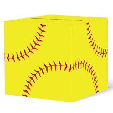 Imagem de Hxezoc Caixa de cartão de softball, lembrancinhas de festa esportiva, caixa postal, suporte para receber dinheiro para tema de softball, recepção de casamento, chás de bebê, aniversário, festa de