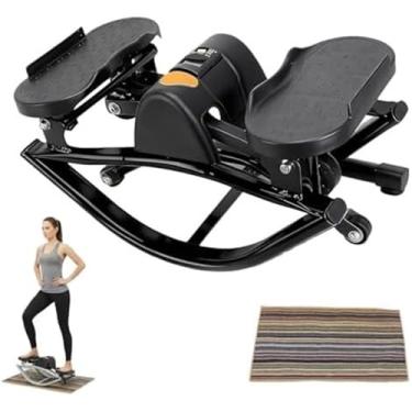 Imagem de Rock Stepper Fitness Machine - Equipamento de treino doméstico para pernas, glúteos e abdominais, Stepper lateral portátil de baixo impacto com display digital para cardio lateral, unissex(Preto)