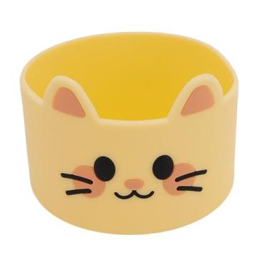 Imagem de Fabater Capa Antiderrapante Durável da Luva do Copo do Gato Dos Desenhos Animados Silicone para Garrafas de água 3 Pces para Crianças, Luva Portátil Copo das Cores Brilhantes (Amarelo)