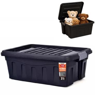 Imagem de Caixa Organizadora Mudanca Rodinhas 31 Litros Maleta Grande Carrinho Container Empilhavel Multiuso Porta Alimentos Brinq