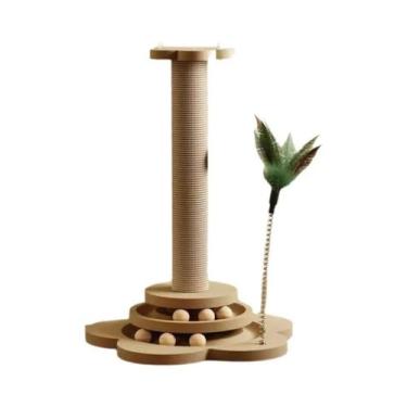 Imagem de Brinquedo Durável Para Gatos: Arranhador De Sisal Giratório Com Estrut