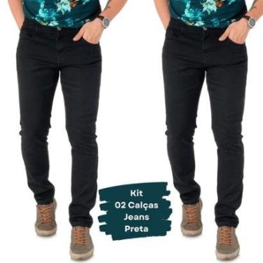 Imagem de Kit 2 Calças Jeans Preta Básicas Masculina Com Elastano-Masculino