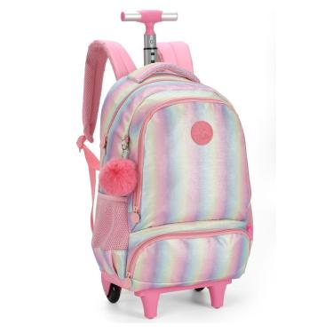 Imagem de Mochila De Rodinhas Escolar Barbie Tween Arco-íris Luxcel