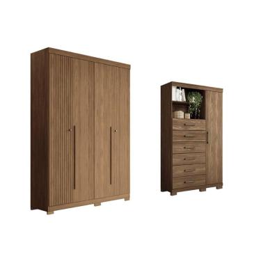 Imagem de Guarda Roupa +cômoda 2 Peças Qc335 Jatobá - Santos Andirá