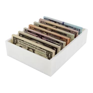 Imagem de PowerTRC Organizador de dinheiro SAFEMoney – Suporte de dinheiro com 8 compartimentos, organizador de dinheiro, caixa divisória de dinheiro, bandeja de dinheiro – Impresso em 3D nos EUA (branco)