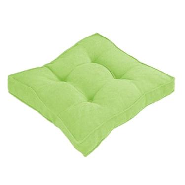 Imagem de Almofada Assento para Cadeira Futton (Kit 1/2/4) – Polialgodão Respirável 8cm de Altura, Almofada de Chão Quadrada Estilo Turca para Cozinha, Jantar e Escritório(Verde claro,45x45cm 1pc)
