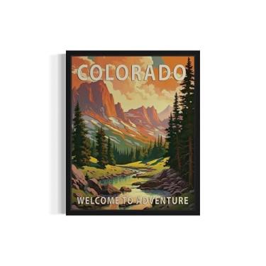 Imagem de Impressão artística de pôster de cenário do estado do Colorado, decoração de arte de parede de paisagem retrô dos estados, pintura de paisagem e montanha de aventura para quarto, sala de estar 42
