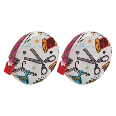 Imagem de CUOFYUNL 2 unidades de fita métrica macia de fácil leitura em formato de botão redondo fita métrica portátil para costura de medição corporal (Bordado colorido e régua de pano)