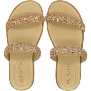 Imagem de Tamanco Rasteiro Beira Rio Tira Pronta Ibiza Strass Feminino-Feminino