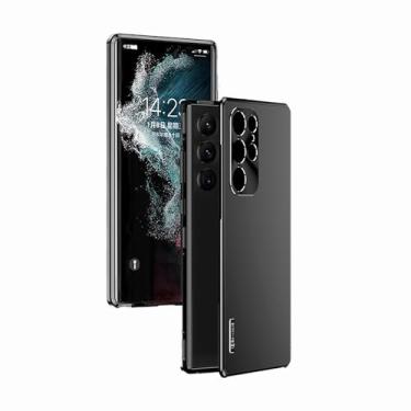 Imagem de HUHUCASE Capa para celular Samsung S24/S23/S22ultra/plus, capa protetora antiqueda de metal com sucção magnética (preta, Samsung-S23 Ultra)